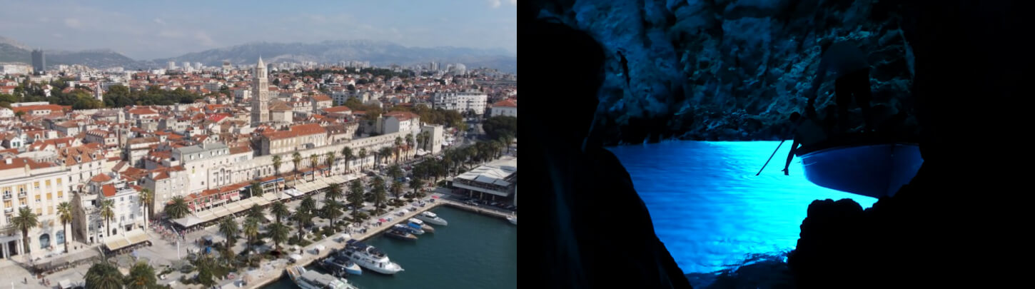 left picture of Split, right picture of Blue Cave